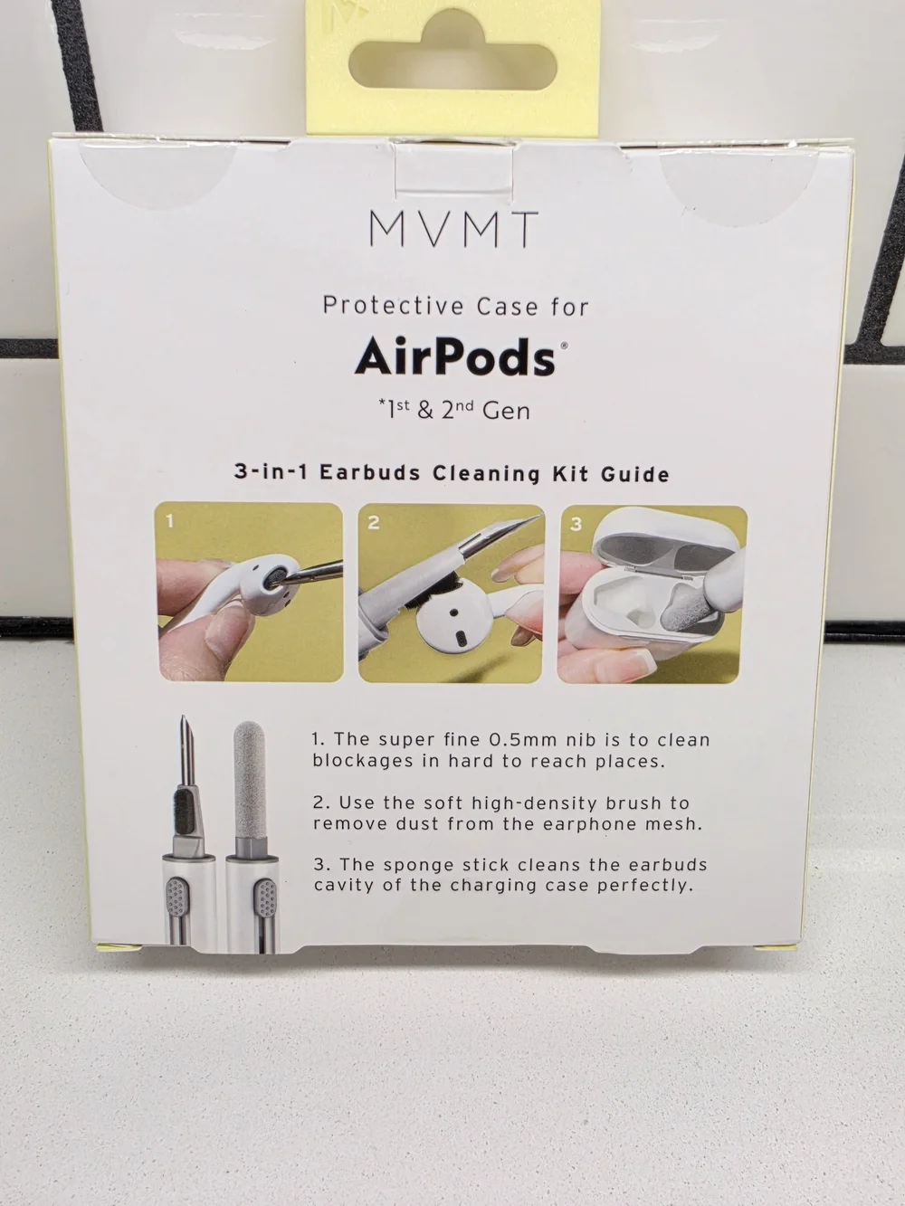 MVMT Pale Yellow Silicone AirPods Case with Gold Carabiner